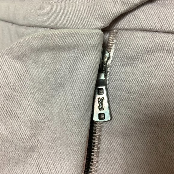 Vintage Y2K, 00s Yves Saint Laurent Rive Gauche Pink Beige Ruffle Pencil Skirt - Picture 8 of 12